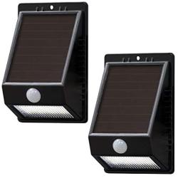 Amazon Basics Waterproof Solar-powered Motion Sensor Wall Light for Front Door, Patio, Yard, and Porch - 8 LED, 100 Lumen, Up to 120 Detection Angle, 2-Pack