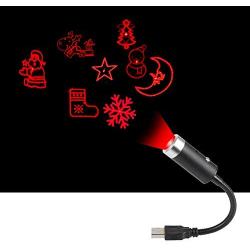 USB Christmas Projector Light, Snow USB Night Light with Music Control & Auto Roating, Portable Romantic Flexible USB Star Light Decorative for Home Bedroom Party Holiday Xmas, Plug and Play (Red)