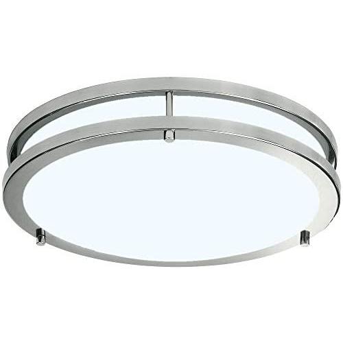 LB72162 LED Flush Mount Ceiling Light, 12 inch, 15W (150W Equivalent) Dimmable 1200lm, 5000K Daylight, Brushed Nickel Round Lighting Fixture for Kitchen,Hallway,Bathroom,Stairwell