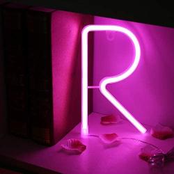 Obrecis Light Up Letters for Wall Decor, Neon Art Light Letters of The Alphabet Marry Me Decorations for Bedroom, Living Room, Wedding Party-Pink Letter R