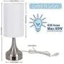Yoxdalmk 3-Way Dimmable Touch Control Table Lamp Set of 2, Modern Bedside Desk Lamp with Dual USB Charging Ports, White Fabric Lampshade Nightstand Lamp for Bedroom, Living Room (LED Bulbs Included)