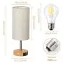 Bedside Lamp with USB port - Touch Control Table Lamp for Bedroom Wood 3 Way Dimmable Nightstand Lamp with Round Flaxen Fabric Shade for Living Room, Kids Room, College Dorm, Office(LED Bulb Included)