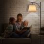 LEPOWER Floor Lamp for Living Room, Mid Century Standing Reading Light with Arc Hanging Lampshade, Modern Design Tall Pole Lamp for Office, Farmhouse, Bedroom and Nursery, E26 Lamp Base