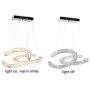 Modern Crystal Chandelier Light Fixtures 2 C Rings LED Pendant Lighting Adjustable Stainless Steel Ceiling Hanging Lamps for Living Room Bedroom Staircase (2C Warm White)