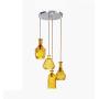 FL-61489AB Crystal Glass Pendant Lamps, Height Adjustable Chandeliers with 4-Light, Amber Single Head Hanging Lamps for Kitchen Island, Living Table, Dining Table (Amber)