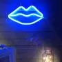 Lips Shaped Neon Signs Led Romantic Art Decorative Neon Lights Wall Decor for Christmas Gift Studio Party Kids Room Living Room Wedding Party Decoration Blue