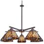 Capulina Tiffany Dining Room Light 5-Light Stained Glass Chandeliers Hanging Light Mission Design Tiffany Dining Table Lights Vintage Style Chandelier Kitchen Lighting 7'' Lampshade