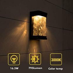 LUTEC Starry 1857 795 Lumen 3000K LED Wall Light with Seeded Glass, Modren Porch Light, Indoor Outdoor Sconce Wall Lighting