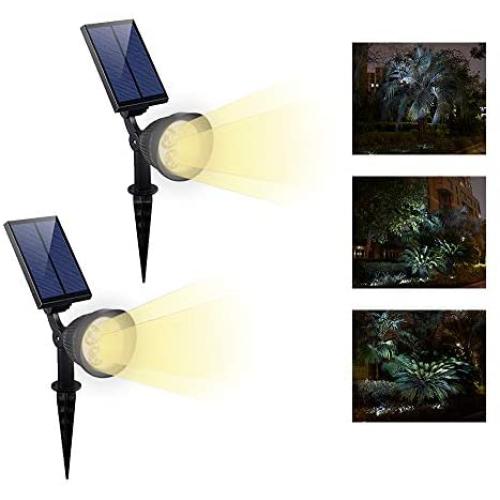 CANAGER Solar Spotlights Outdoor,Waterproof Solar Powered Landscape Lights for Yard,Garden,Driveway-WARM-2Packs