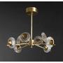 APBEAM Gold Pendant Light with Glass Shade Brass Chandelier Modern Light Fixture for Living Room Dining Room 8 Lights