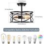 Eyassi Semi Flush Mount Ceiling Lights, Black 2-Light Farmhouse Close to Ceiling Lighting Fixtures Industrial Ceiling Lamp for Kitchen Island Living Room Bedroom Hallway Laundry Dinning Room