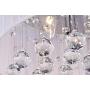 Edvivi Belle 4-Light Chrome Finish with White Thread Wrapped Drum Shade Flush Mount Chandelier Ceiling Fixture with Hanging Crystals | Glam Lighting