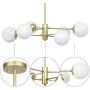 T&A 6 Light Gold Sputnik Chandelier, Mid Century Modern Chandelier with 6 G9 LED Bulbs and Globe White Matte Glass Shade Included for Bedroom Living Room Dining Room