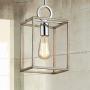 XINGQI Farmhouse Pendant Light, Lantern Hanging Ceiling Lighting for Kitchen Dining Room Foyer, Rectangle Cage lamp Fixture, Antique Nickel with Chrome, Single Light, E26 Base(Bulb not Included)