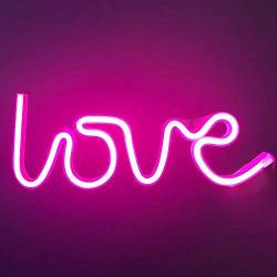 Love Neon Signs Lights Pink LED Neon Night Lights Lamps USB Battery Operated Art Decor Wall Decoration Table Lights Neon Signs Decorative for Home Wedding Bedroom Christmas