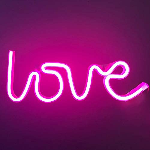 Love Neon Signs Lights Pink LED Neon Night Lights Lamps USB Battery Operated Art Decor Wall Decoration Table Lights Neon Signs Decorative for Home Wedding Bedroom Christmas