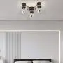 TeHenoo 3-Light Semi-Flush Mount Ceiling Light, Clear Glass Ceiling Light Fixture with Matte Black Finish for Kitchen,Dining Room,Living Room, Bedroom, Cafe, Bar,Entryway