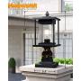 Osimir Outdoor Post Lantern, 2 Pack Modern Outdoor Post Light Fixtures with Pier Mount Base, Sanded Black Finish Seeded Glass, 6.5'' W x 16'' H, 8598/1G-2PK