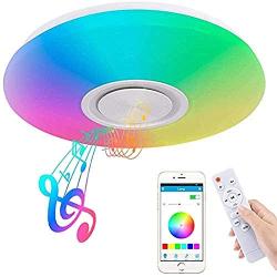 WinnowTe 36W LED Music Ceiling Light with Bluetooth Speaker Smart APP and Remote Control, RGB Color Changing, Dimmable Modern Flush Mount Ceiling lamp for Living Room, Bedroom, Dining Room