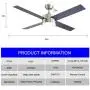Ceiling Fan with Lights and Remote Control,SNJ 52 Inch Modern Ceiling Fan for Living Room Bedroom Dining Room,Indoor (Sand Nickel) Ceiling Fan with Lights and Remote Control,SNJ 52 Inch Modern Ceiling Fan for Living Room Bedroom Dining Room,Indoor (Sand Nickel)