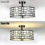 SOTTAE 12'' Elegant 2 Lights Black Finished Semi Flush Mount Ceiling Light,Metal Hanging Fixture Lighting,Glass Diffuser Ceiling Lamp for Bedroom,Living Room,Kitchen, Hallway