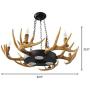 LITFAD 6 Lights Antlers Chandelier Light Fixture Rustic Style Candle Pendant Light Resin and Metal Lodge Hanging Ceiling Light in Brown for Dining Room Living Room Cafe Restaurant