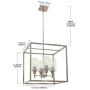 4 Light VINLUZ Glass Pendant Lighting Brushed Nickel,Metal Frame Lights Fixture Contemporary Chandelier for Living Room Dining Room Adjustable 4 Light VINLUZ Glass Pendant Lighting Brushed Nickel,Metal Frame Lights Fixture Contemporary Chandelier for Living Room Dining Room Adjustable