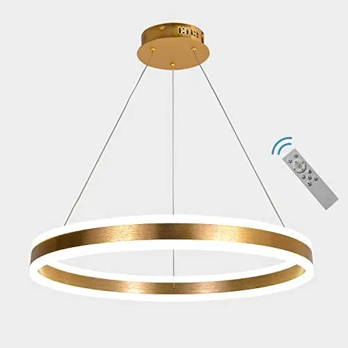 AKEELIGHTING Modern Pendant Lighting,LED Ring Chandelier Gold Kitchen Light Contemporary Hanging Ceiling Light Fixture with Remote Control for Foyer Dining Room