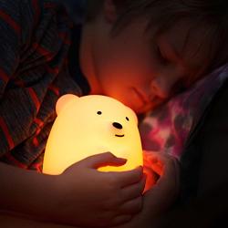 Lumipets Bear Night Light for Kids Cute Silicone LED Animal Baby Nursery Nightlight Which Changes Color by Tap - Portable and Rechargeable Gift Lamps for Toddler and Kids Bedroom