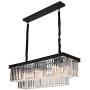 Lingkai Modern Crystal Chandelier Rectangular K9 Clear Crystal Pendant Light Black Ceiling Light Fixture Island 8-Light Hanging Lamp for Dining Room Living Room Kitchen