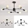 UOFUS 6-Lights Sputnik Chandelier ，Mid Century Ceiling Light Fixture， Black Lighting for Kitchen Dining Room Bedroom Living Room Farmhouse