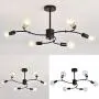 UOFUS 6-Lights Sputnik Chandelier ，Mid Century Ceiling Light Fixture， Black Lighting for Kitchen Dining Room Bedroom Living Room Farmhouse