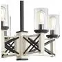 McBride Black White Wash Wood Linear Pendant Chandelier 39 1/2'' Wide Rustic Farmhouse LED 6-Light Fixture for Kitchen Island Dining Room - Franklin Iron Works