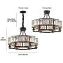 NOXARTE Round Crystal Chandelier Hanging Pendant Ceiling Light Black Fixture for Dining Room Bedroom