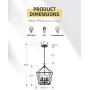 EAPUDUN Farmhouse Lantern Chandelier, 5-Light Metal Adjustable Height Industrial Square Pendant Light for Living Room,Kitchen Lsland,Hallway Foyer Hanging Ceiling Lighting, PDA1274-MBK