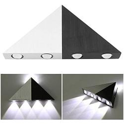 Lemonbest Modern Triangle 5W LED Wall Sconce Light Fixture Indoor Hallway Up Down Wall Lamp Spot Light Aluminum Decorative Lighting for Theater Studio Restaurant Hotel (Hardwired)