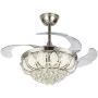42” Invisible Crystal Chandelier Ceiling Fan Light with Remote Control, 4 Retractable Blades +3 Win Speed Dimmable LED Ceiling Light Fixture for Living Room/Dining Room/Bedroom (Silver Crystal) 42” Invisible Crystal Chandelier Ceiling Fan Light with Remote Control, 4 Retractable Blades +3 Win Speed Dimmable LED Ceiling Light Fixture for Living Room/Dining Room/Bedroom (Silver Crystal)
