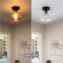 Industrial Semi Flush Ceiling Lamp Vintage Close to Ceiling Light Fixture with Clear Glass Shade,Pendant Light for Kitchen Island Dining Room,7.5in,1 Pack