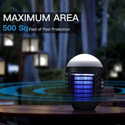 Bug Zapper Mosquito Killer Fly Trap Mosquito Attractant Trap with Camping Lamp for Outdoor and Indoor, Cordless Zapper with Hook, Hangable