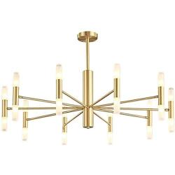 BOKT Post Modern Lighting 20-Light Living Room Chandelier Lighting Island Frosted Glass Lampshade G4 Lamp Socket led Lights Fixture Flush Mount (Gold, Large)