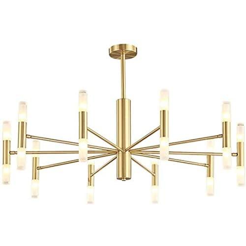 BOKT Post Modern Lighting 20-Light Living Room Chandelier Lighting Island Frosted Glass Lampshade G4 Lamp Socket led Lights Fixture Flush Mount (Gold, Large)