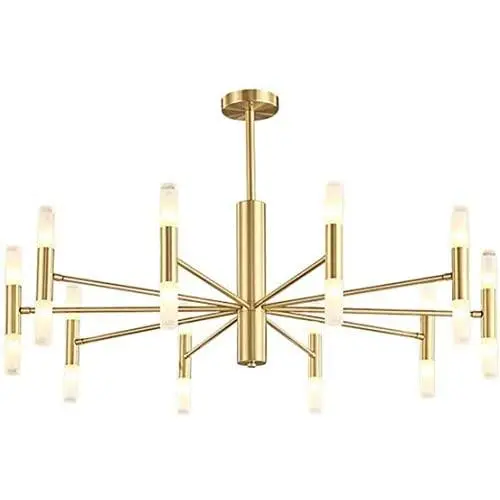 BOKT Post Modern Lighting 20-Light Living Room Chandelier Lighting Island Frosted Glass Lampshade G4 Lamp Socket led Lights Fixture Flush Mount (Gold, Large)