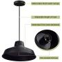 DLLT Industrial Pendant Light, Metal Pendant Light Fixture, E26 Adjustable Black Ceiling Hanging Fixture Lighting for Kitchen, Dining Room, Restaurant, Warehouse