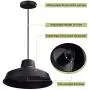 DLLT Industrial Pendant Light, Metal Pendant Light Fixture, E26 Adjustable Black Ceiling Hanging Fixture Lighting for Kitchen, Dining Room, Restaurant, Warehouse