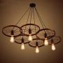 TFCFL 6-Light Wagon Wheel Chandelier, Farmhouse Retro Pendant Lighting with 6 Wheels for Cabin Kitchen Island Dining Room Bedroom and Foyer E27 Socket (Bronze)