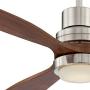 52'' Casa Delta-Wing Mission Ceiling Fan with Light LED Brushed Nickel Walnut Wood for Living Room Kitchen Bedroom Family Dining - Casa Vieja