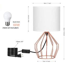 Table Lamps Set of 2 Bedside Lamps Modern Desk Lamp Rose Gold Hollowed Out Metal Base with White Lampshade Night Light Pair for Bedroom Living Room