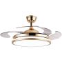 YEELED Light 42 Inch Invisible Ceiling Fans with Remote Control 3 Changing Light Color and 6-Gear Fan Speed Retractable Ceiling Fan Chandelier for Indoor Living Room Bedroom Dining Room Ceiling Light Kits with Reversible Fans (42 Inch, Gold)