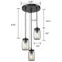 EUL Mason Jar Light Fixture Kitchen Island Lighting 3-Light Glass Jar Chandelier Fixture Oil Rubbed Bronze