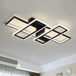 FangYanMei Modern Ceiling lamp,dimmable 108W Modern LED Chandelier Flush Mount,4 Squares Acrylic Ceiling Lamp Fixture for Bedroom Dining Study Room,Black